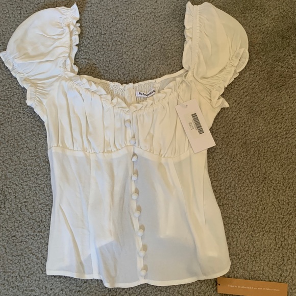 Reformation White Ruffled Button-Down Top - Picture 3 of 6